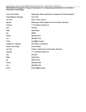 Washington State Applications Template and Outfitting Model - nascio