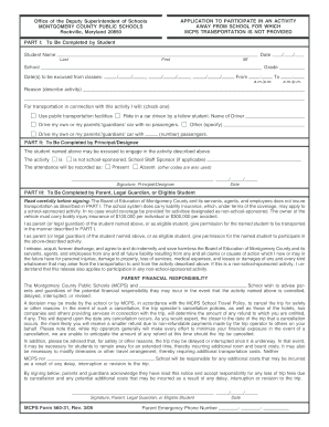 Montgomery County Public Schools Activity Participation Application