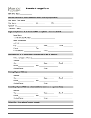 Provider Change Form