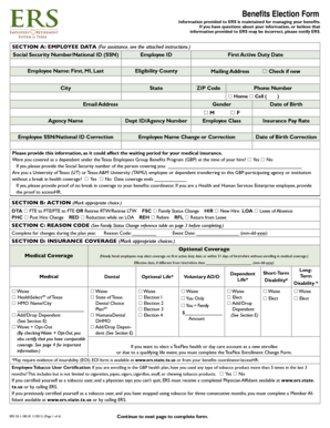 Texas Employee Benefits Election Form