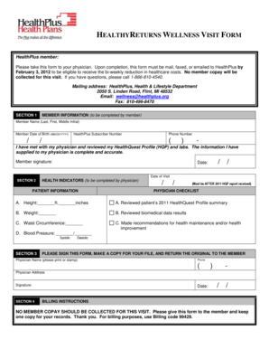 HealthPlus Wellness Visit Form