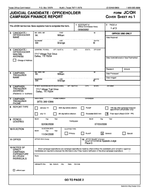 Texas Judicial Candidate Officeholder Form JC/OH