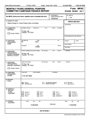 Texas MPAC Campaign Finance Report