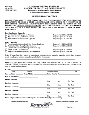 Kentucky Central Registry Check Form