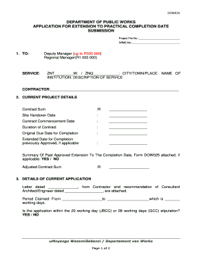 Application for Extension to Practical Completion Date