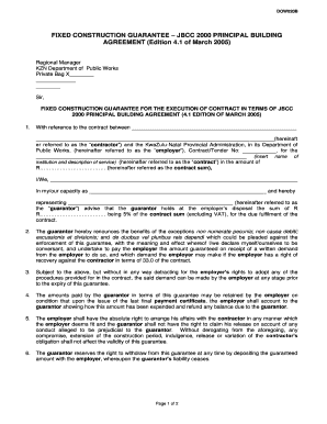 Construction equipment lease agreement - fixed construction guarantee