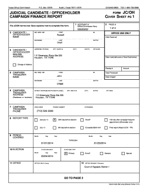 Texas Judicial Candidate Officeholder Form JC/OH
