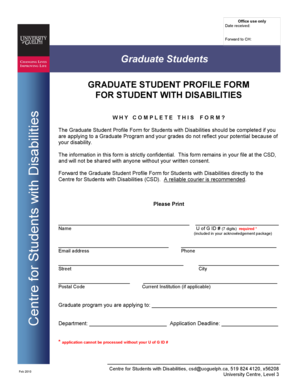 student profile form guelph