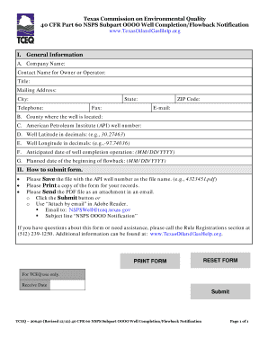 Texas Well Completion/Flowback Notification