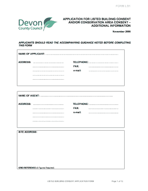 UK Listed Building Consent Application Form