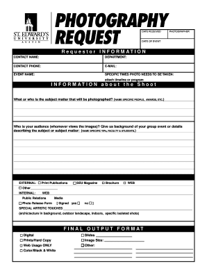 Photography Request Form