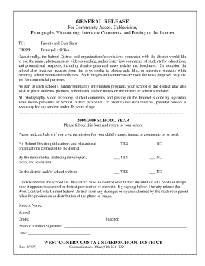 General Release for Student Media Use