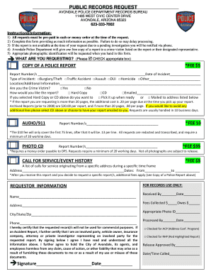 Avondale Police Department Public Records Request