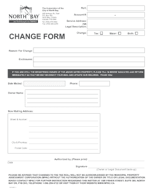 Property Tax Roll Change Form