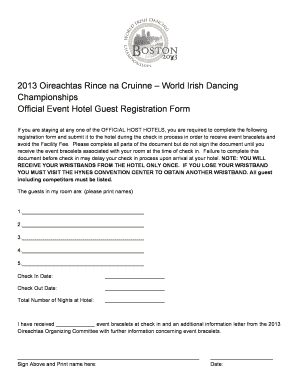 2013 Oireachtas Rince na Cruinne Registration Form