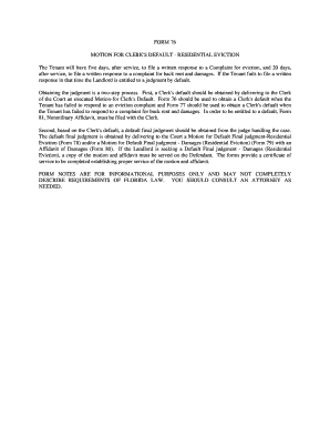 Motion for Clerk's Default - Residential Eviction