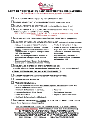 Lista de Verificación para Documentos Obligatorios