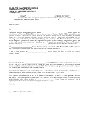 Consent to Bill Wisconsin Medicaid for Health-Related Special Education