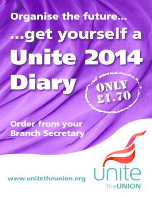 Unite 2014 Diary Order Form