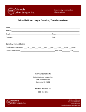 Columbia Urban League Donation Form