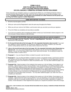 Ohio Civil Stalking Protection Order Petition