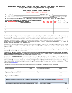 High School Student Enrollment Form