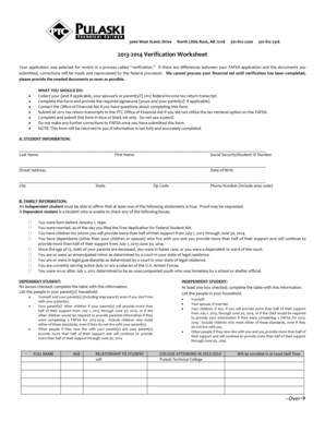 2013-2014 Verification Worksheet