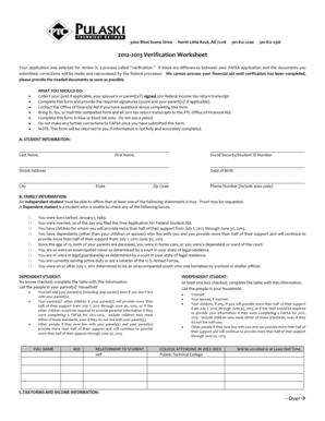 2012-2013 Verification Worksheet
