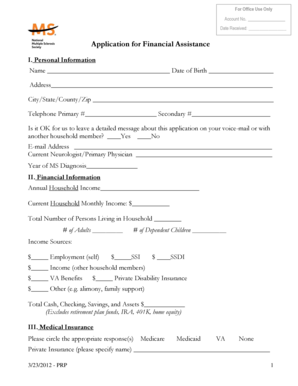 National MS Society Financial Assistance Application