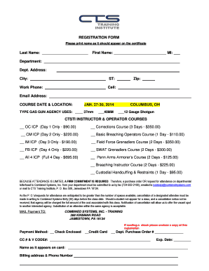 CTS Training Institute Registration Form - Columbus Police Division - columbuspolice