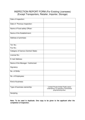 Food Safety Inspection Report Form