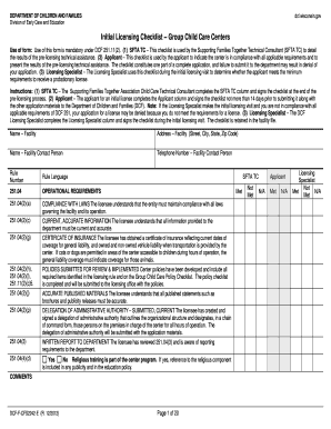 Initial Licensing Checklist Group Child Care Centers - Wisconsin ... - dcf wi