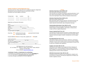 Wisconsin Shares Child Care Subsidy Training Registration Form