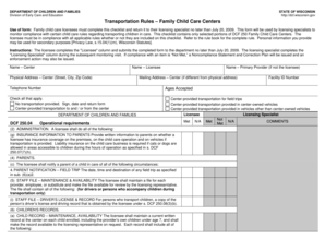 Wisconsin Child Care Transportation Checklist
