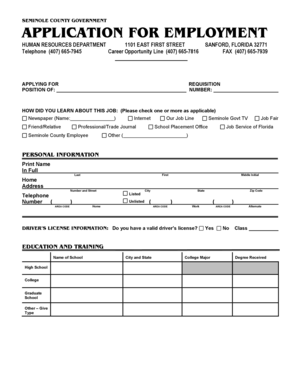 Seminole County Government Employment Application