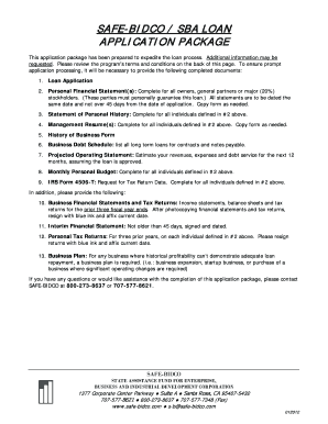 SBA Loan Application Package