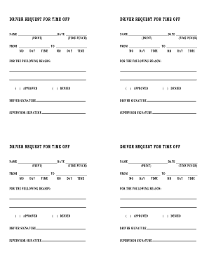 Driver Request for Time Off