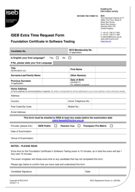 ISEB Extra Time Request Form