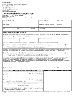 Michigan Accountancy Reregistration Application