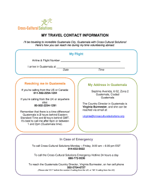 Travel Contact Information Form