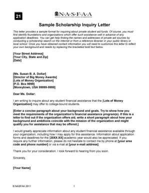 Sample Scholarship Inquiry Letter