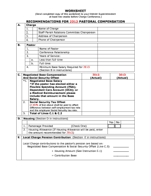2013 Pastoral Compensation Recommendations Form