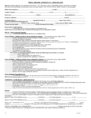 IHDA Prior Approval Checklist