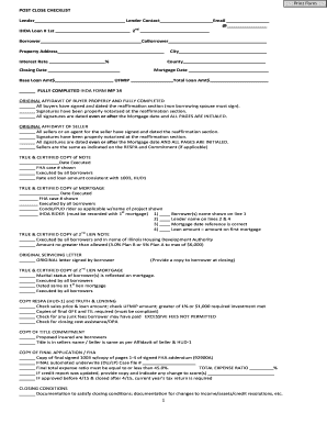 Post Close Checklist