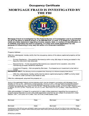 Fbi Occupancy Certificate - Fill Online, Printable ...