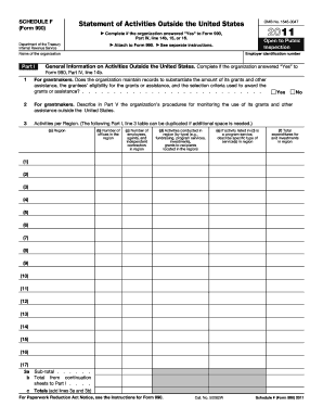 Schedule F Form 990 Statement of Activities Outside the United States