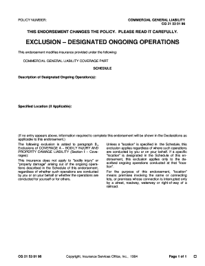 Commercial General Liability Exclusion Endorsement