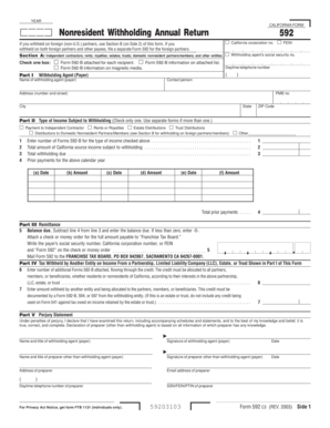 California Form 592 Nonresident Withholding Annual Return