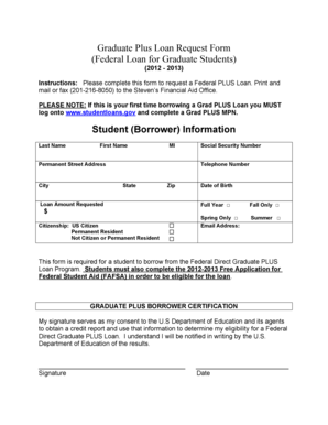 Graduate PLUS Loan Request Form