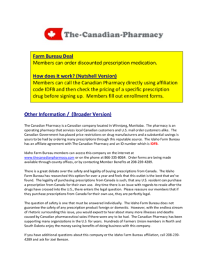 Idaho Farm Bureau Canadian Pharmacy Enrollment Form